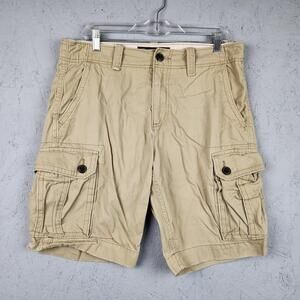 American Eagle Shorts Mens 31 Khaki Cargo Multi Pocket Casual Summer Preppy Logo